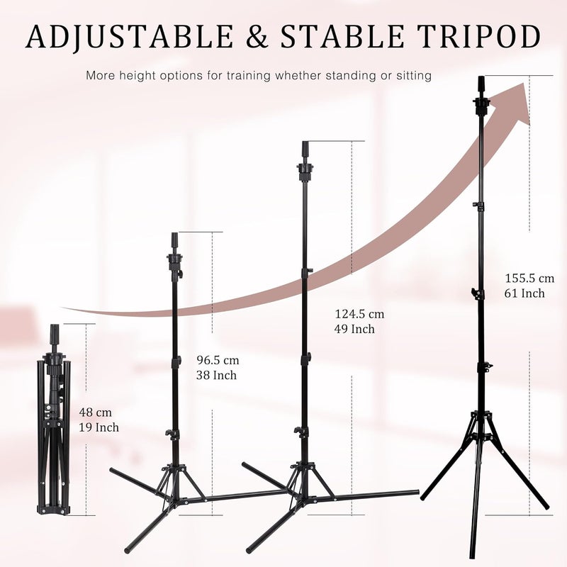 Demides 22'' Canvas Wig Head with 61'' Adjustable Tripod Stand, Mannequin Head Set for Styling, Display – Includes Caps, Elastic Bands, Stand & Tool Kit for Beginners and Professionals - Image 4